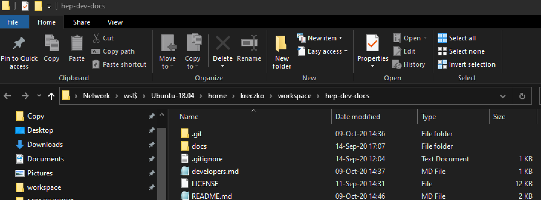 Access files in WSL from Windows Explorer